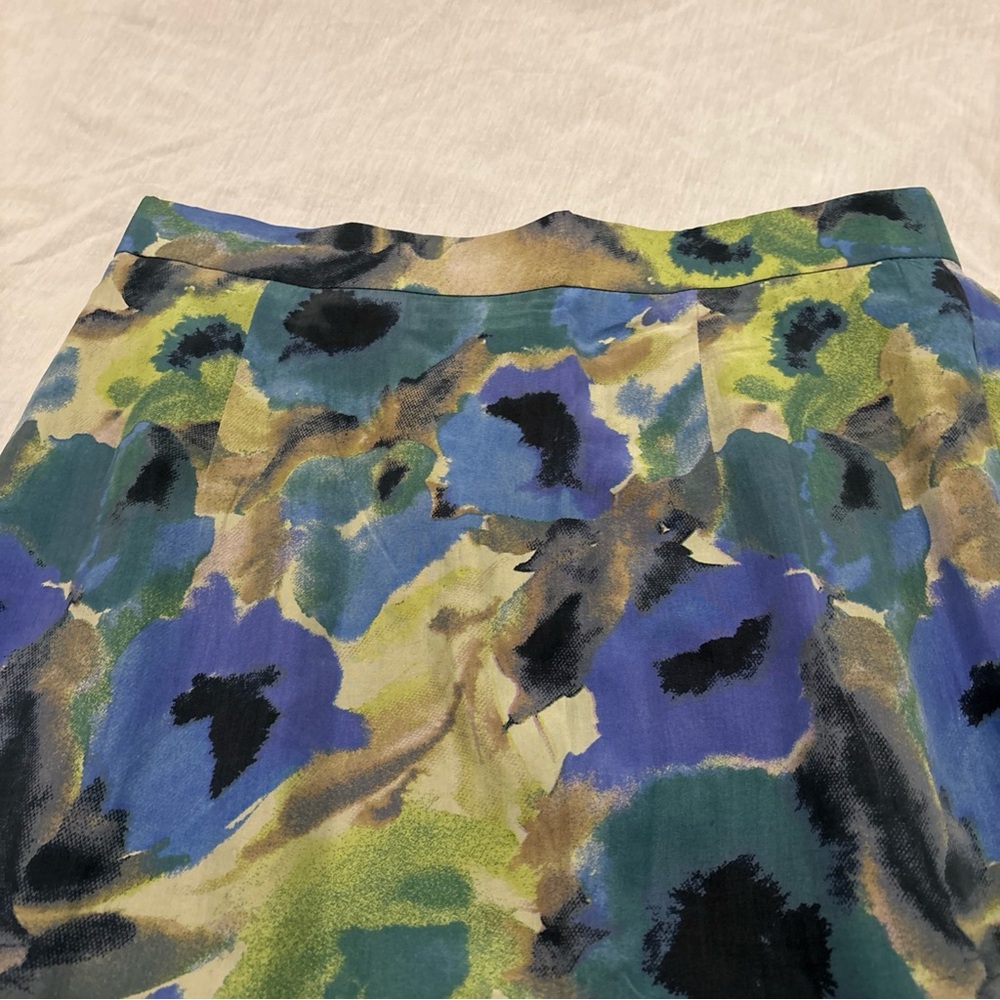 VTG Geiger Austria 100% Silk Watercolor Floral Midi Pencil Skirt  EU 42 US 12 - Picture 13 of 16